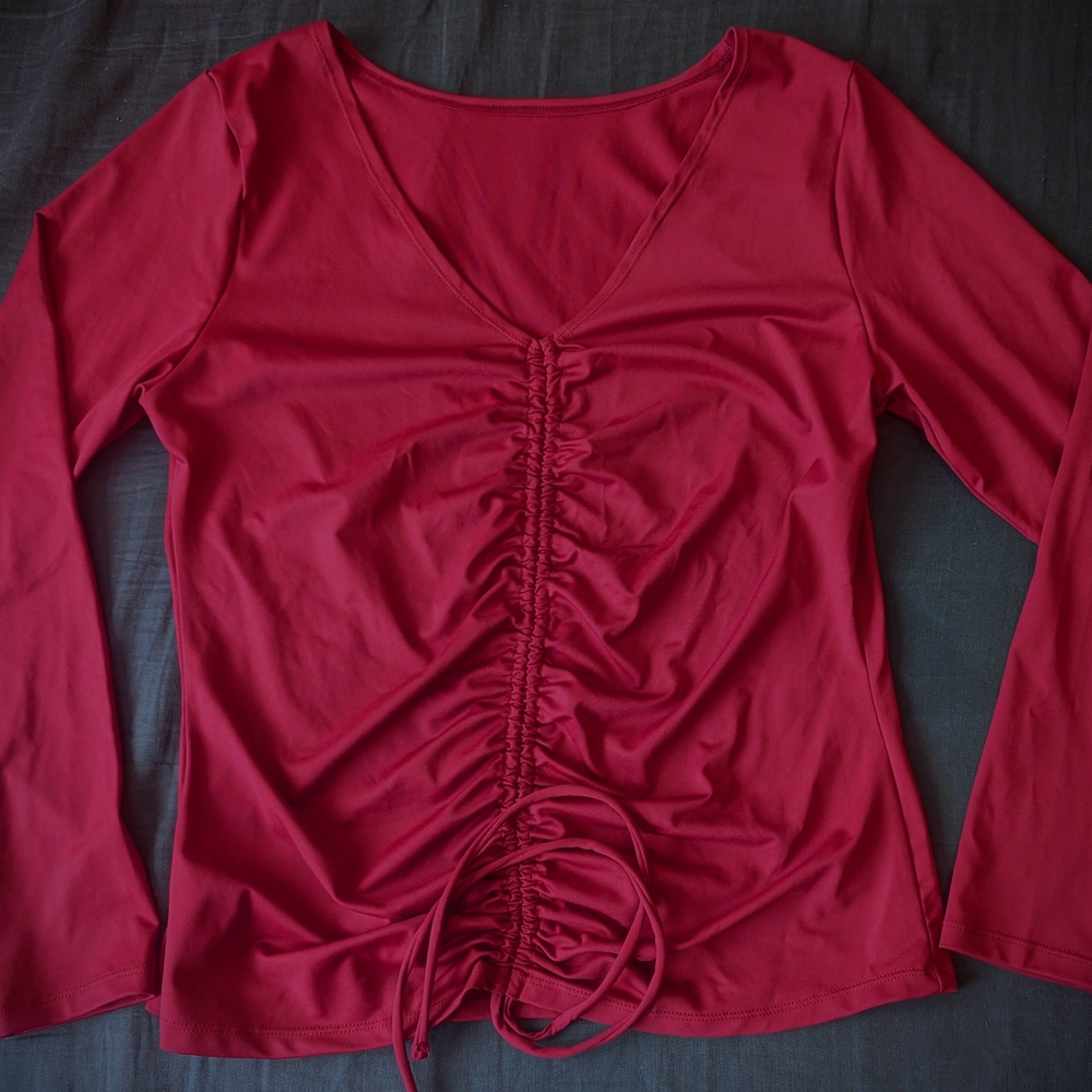 Blackmilk Scarlet Ruched V-Neck Blouse